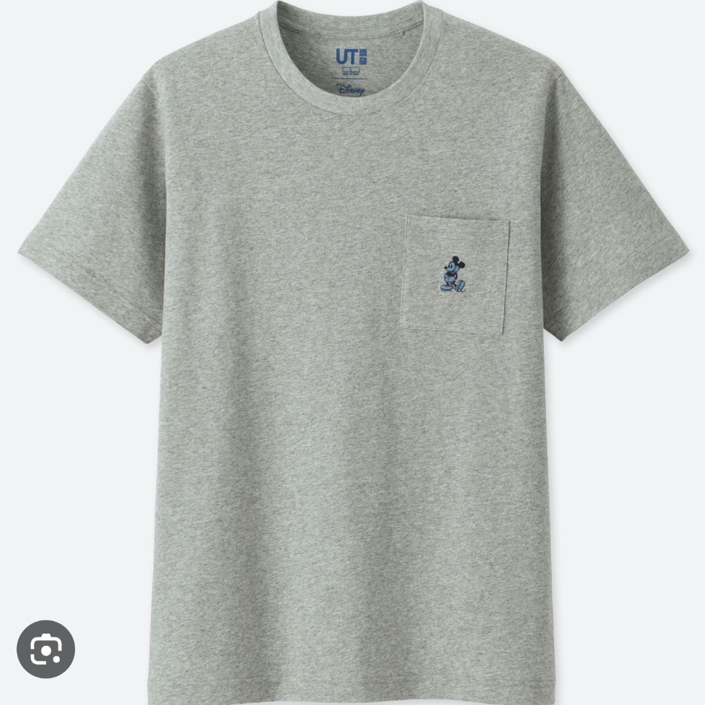 Uniqlo Mickey Blue Grey Pocket Tee Shirt - S